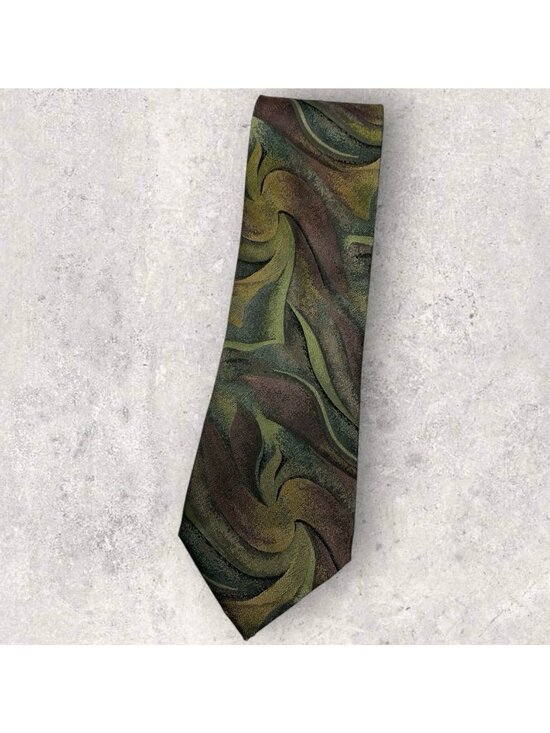 Carnaval De Venise Other - NEW CARNAVAL DE VENISE Silk Tie ITALY Brown Green Art W:3.7"